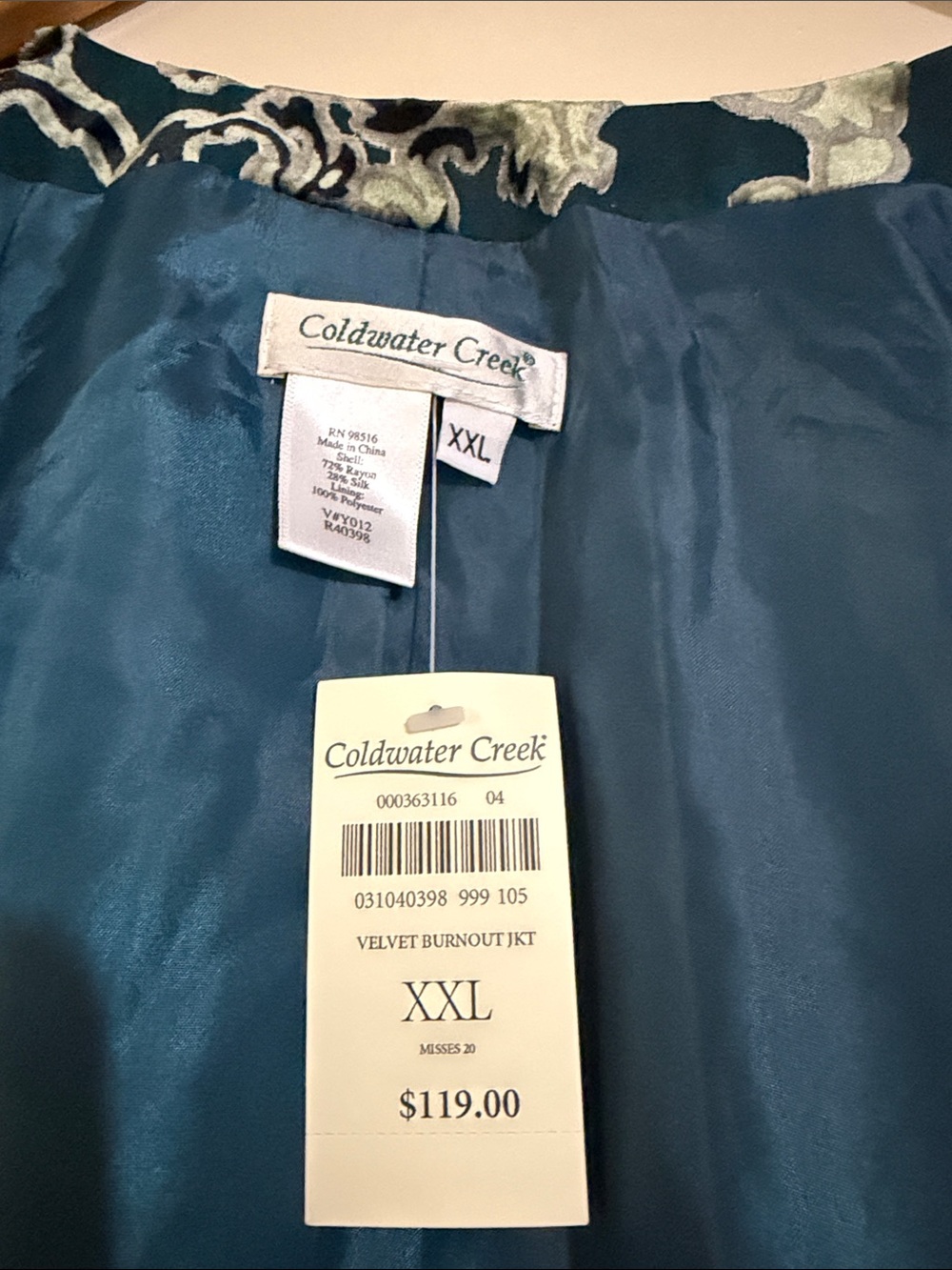 Coldwater Creek silk/velvet cardigan - Picture 3 of 5